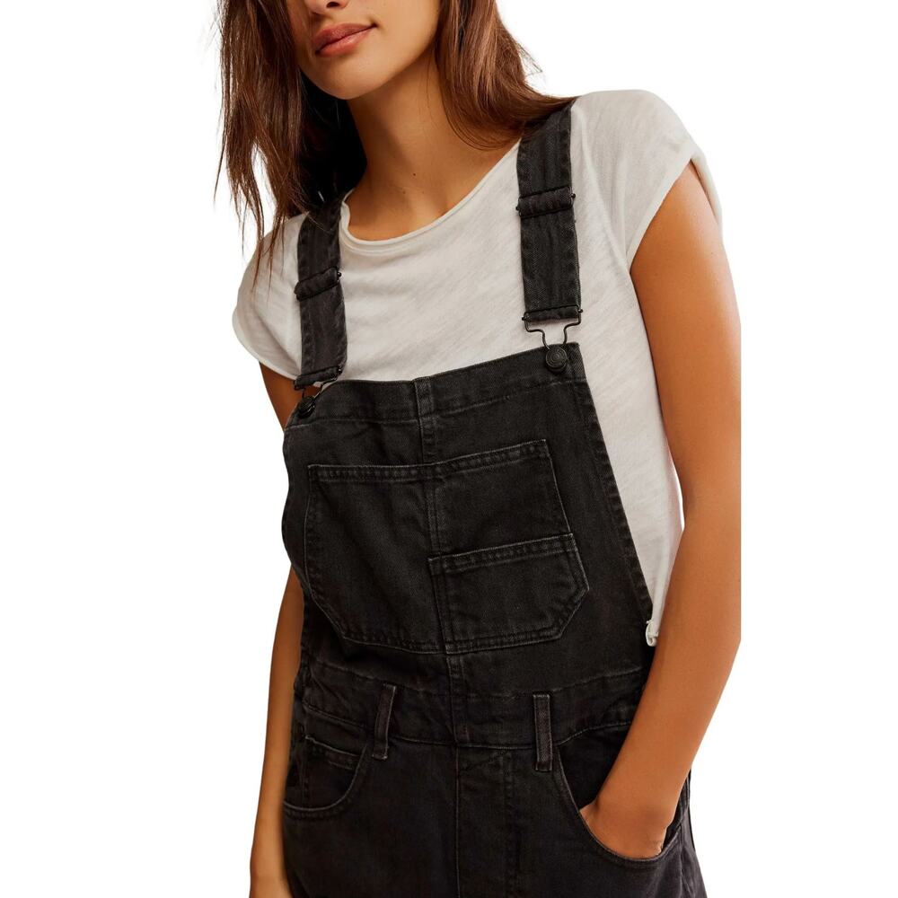 Free People We the Free Ziggy Black Denim Overalls XS 100% Cotton Classic - Picture 3 of 16